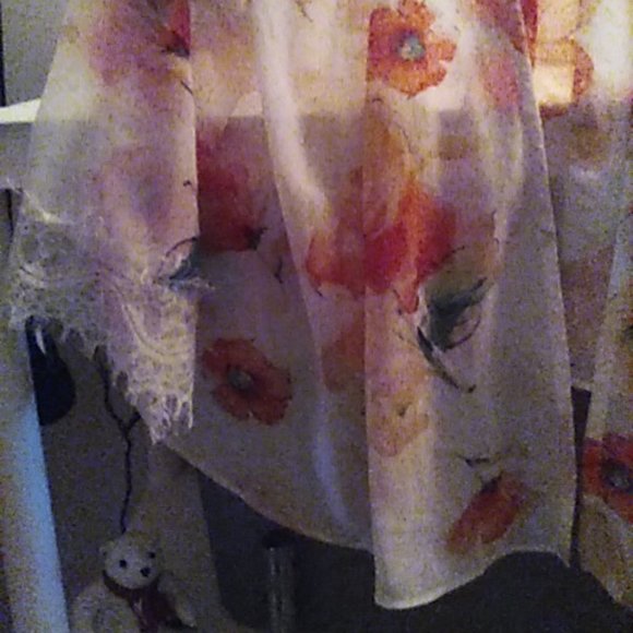 Soprano Cover Up Kimono S Tropical Vibes White Orange Floral Lace Detail - Picture 3 of 3